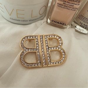Balenciaga Gold Finish Crystal Brooch